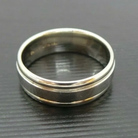 18K WHITE GOLD AND .950 PLATINUM MEN'S BAND RING - Picture 6 of 13